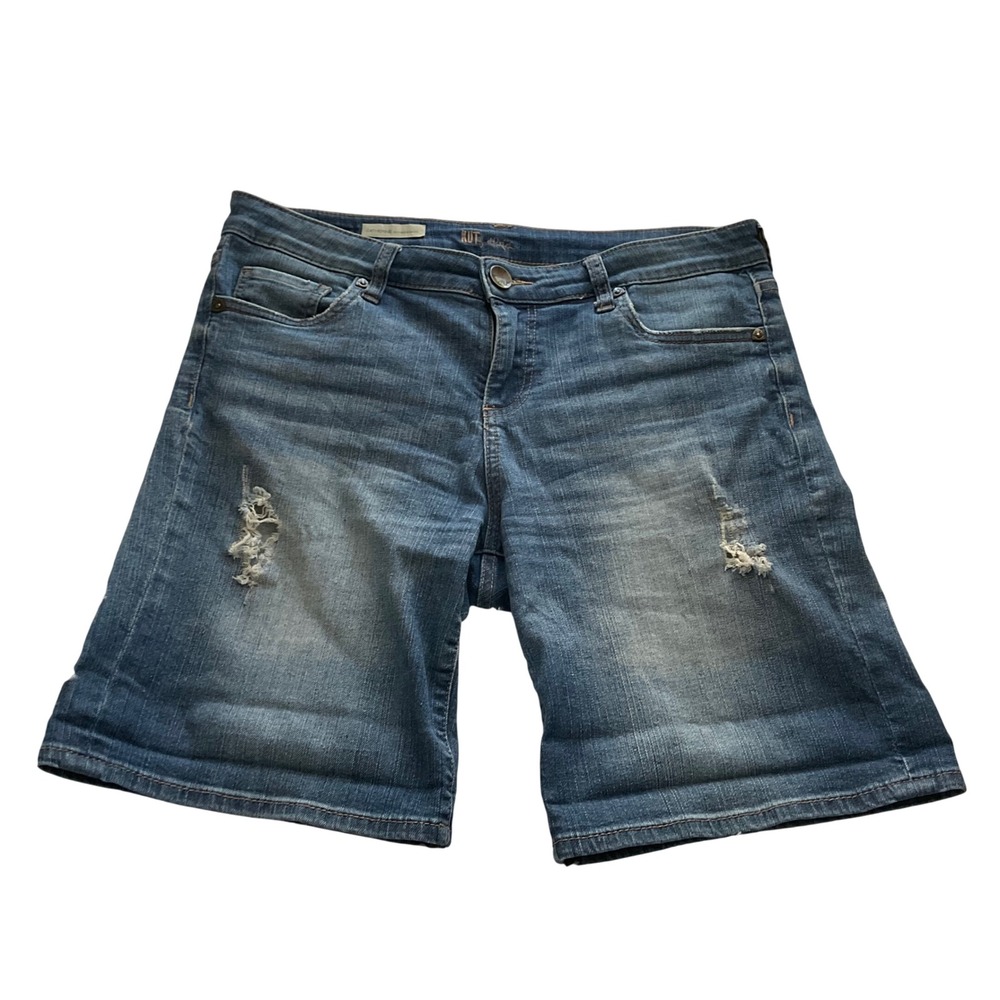 Kut From the Kloth Catherine Boyfriend Jean Shorts - Size 8 Distressed Modest